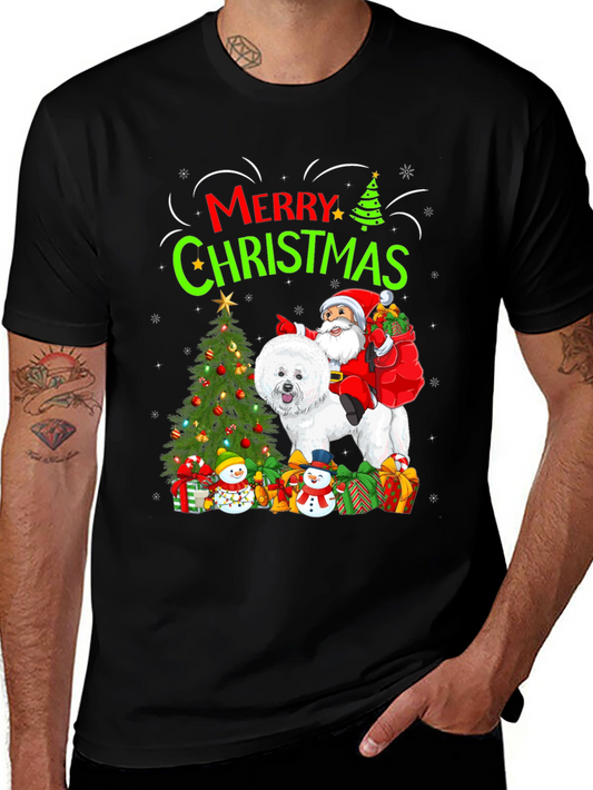 Merry Christmas Dog Santa Graphic Tee