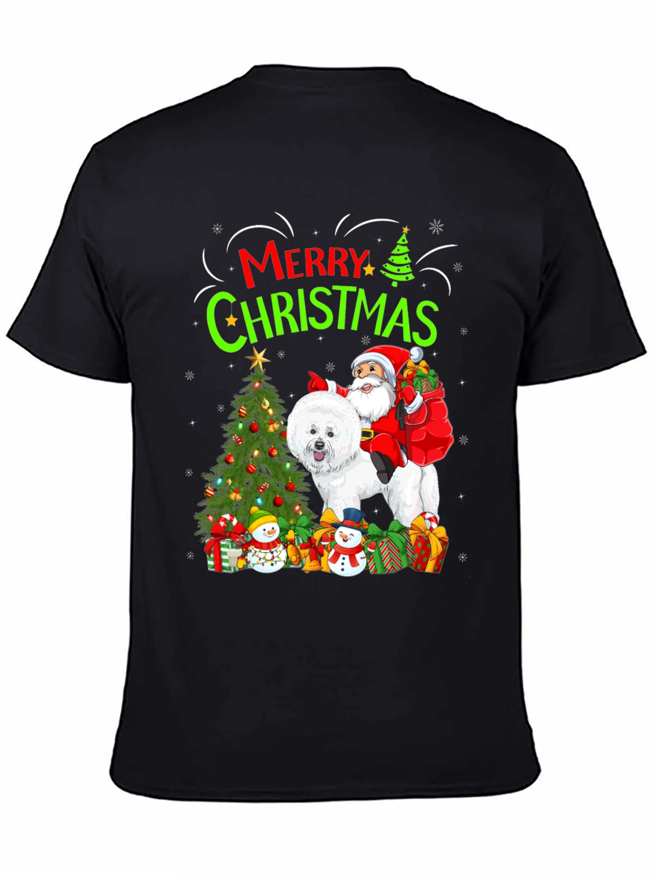 Merry Christmas Dog Santa Graphic Tee