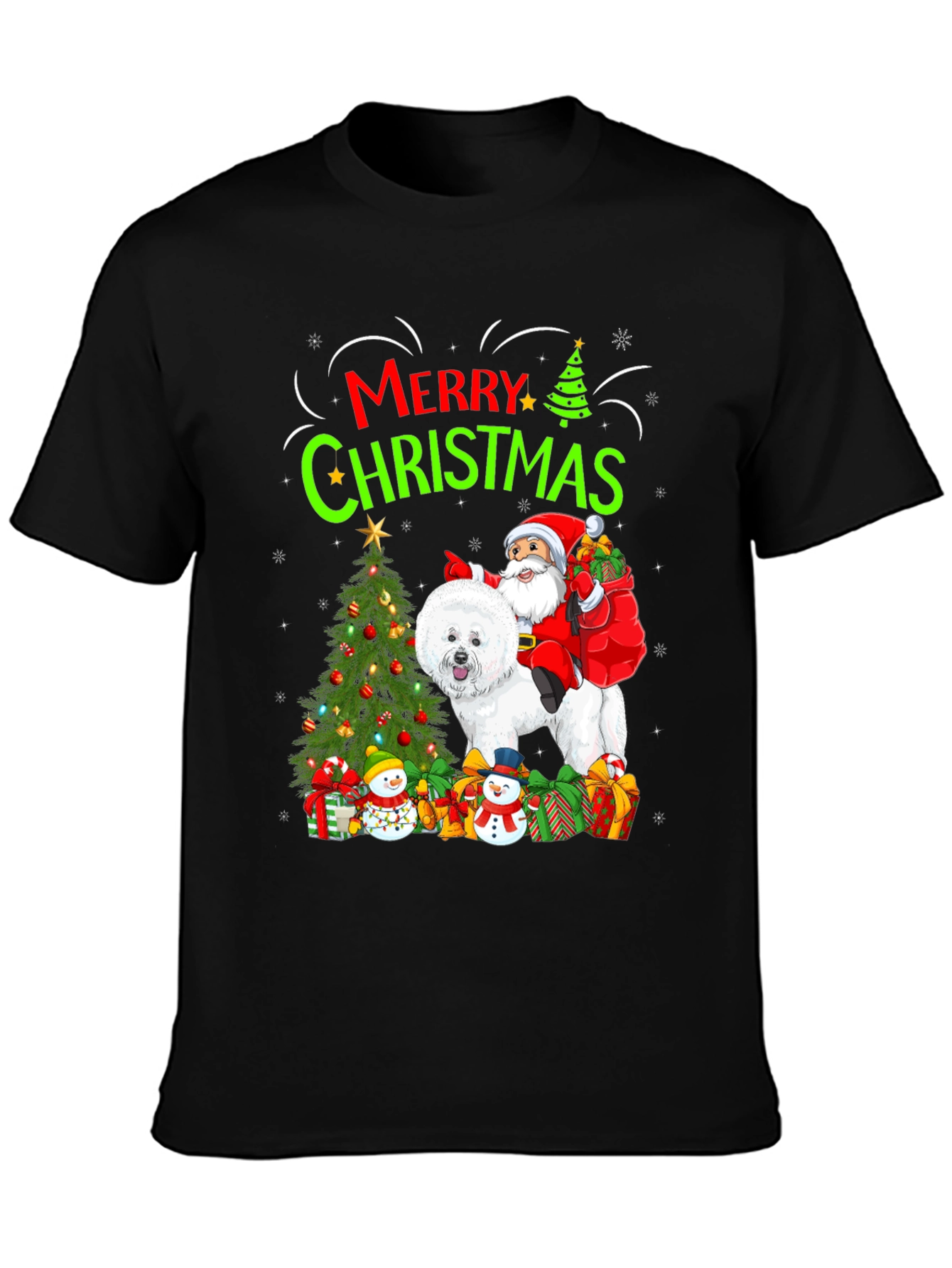 Merry Christmas Dog Santa Graphic Tee
