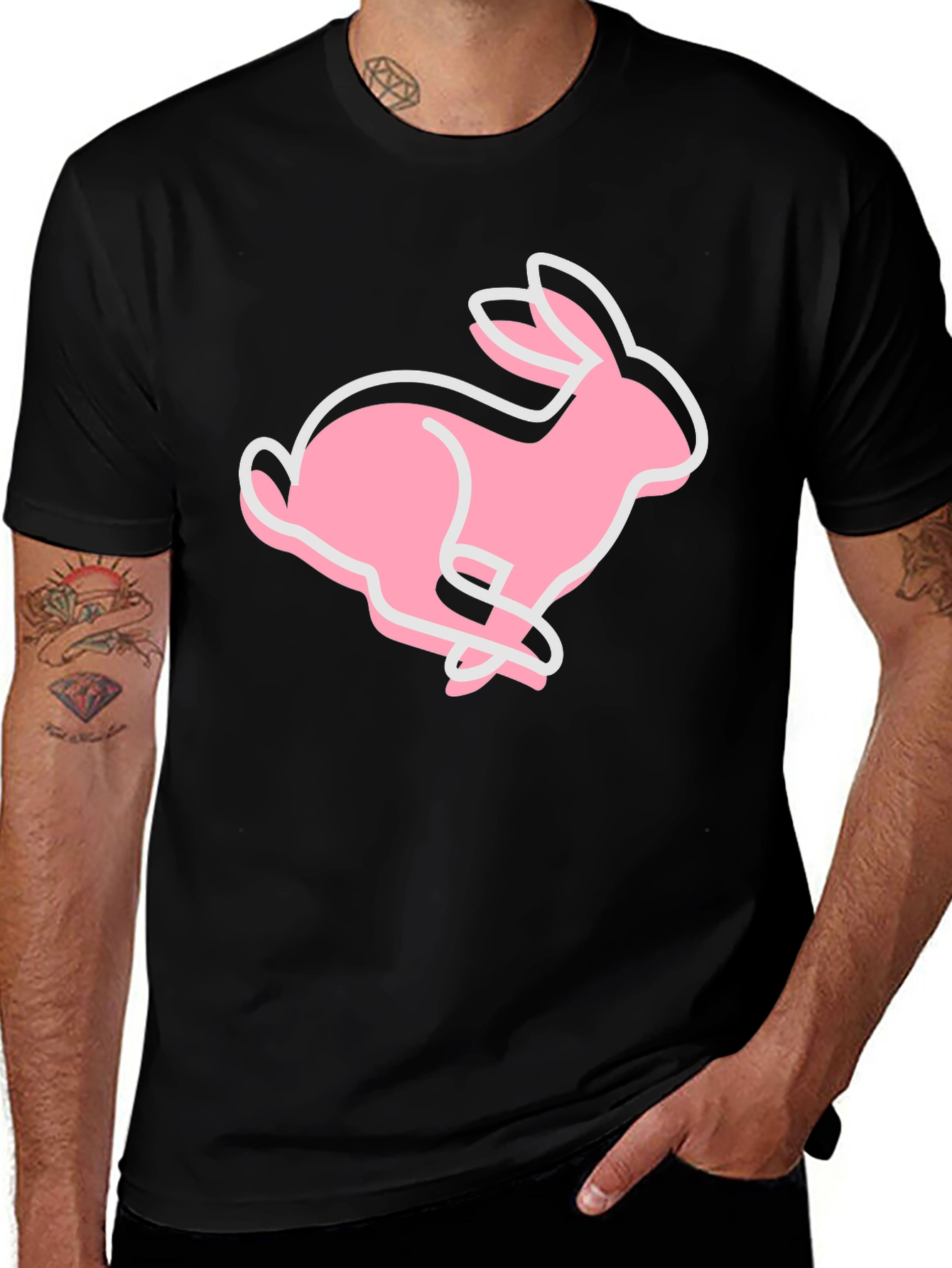 Pink Bunny Graphic Tee - Soft Cotton Blend