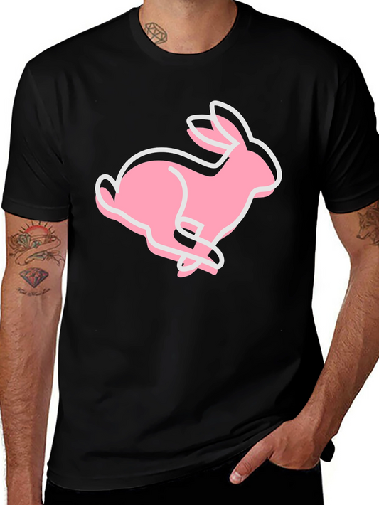 Pink Bunny Graphic Tee - Soft Cotton Blend