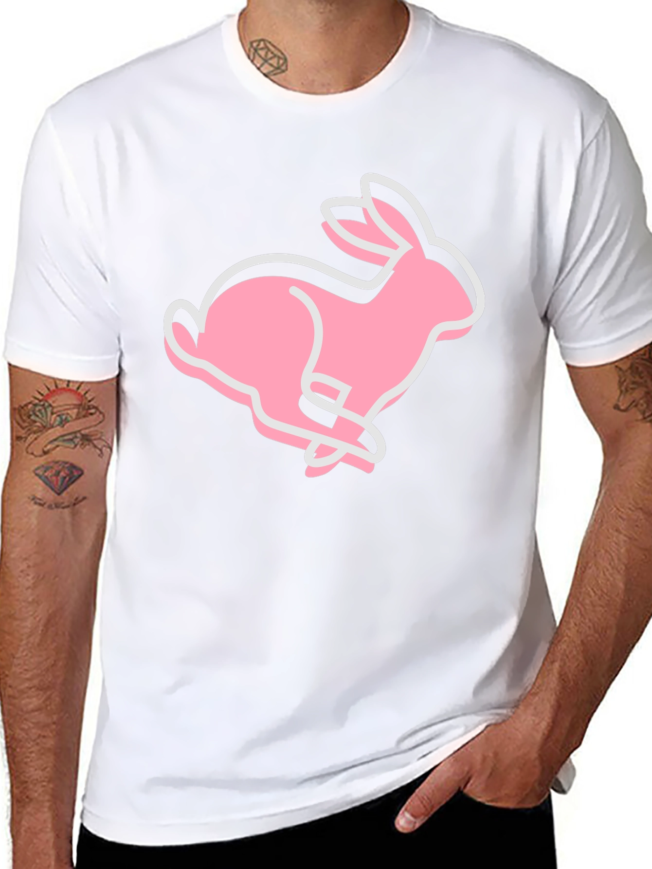 Pink Bunny Graphic Tee - Soft Cotton Blend