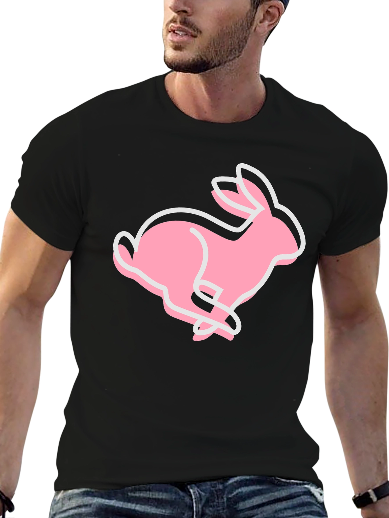 Pink Bunny Graphic Tee - Soft Cotton Blend