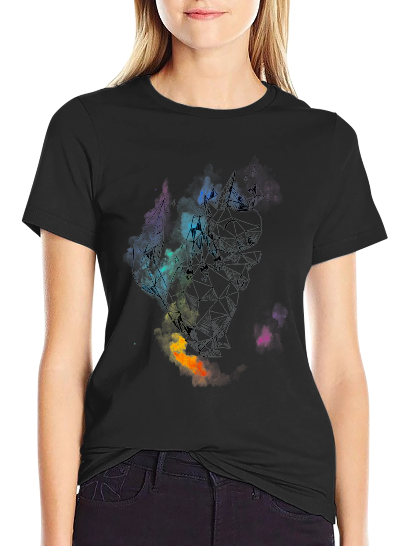 Abstract Geometric Design Black T-Shirt