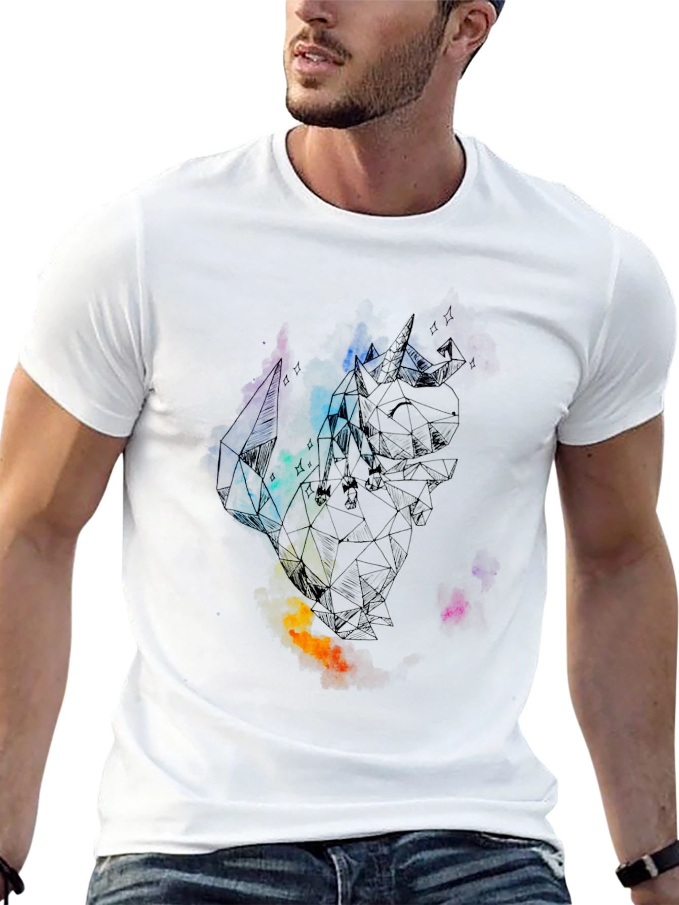 Abstract Geometric Design Black T-Shirt