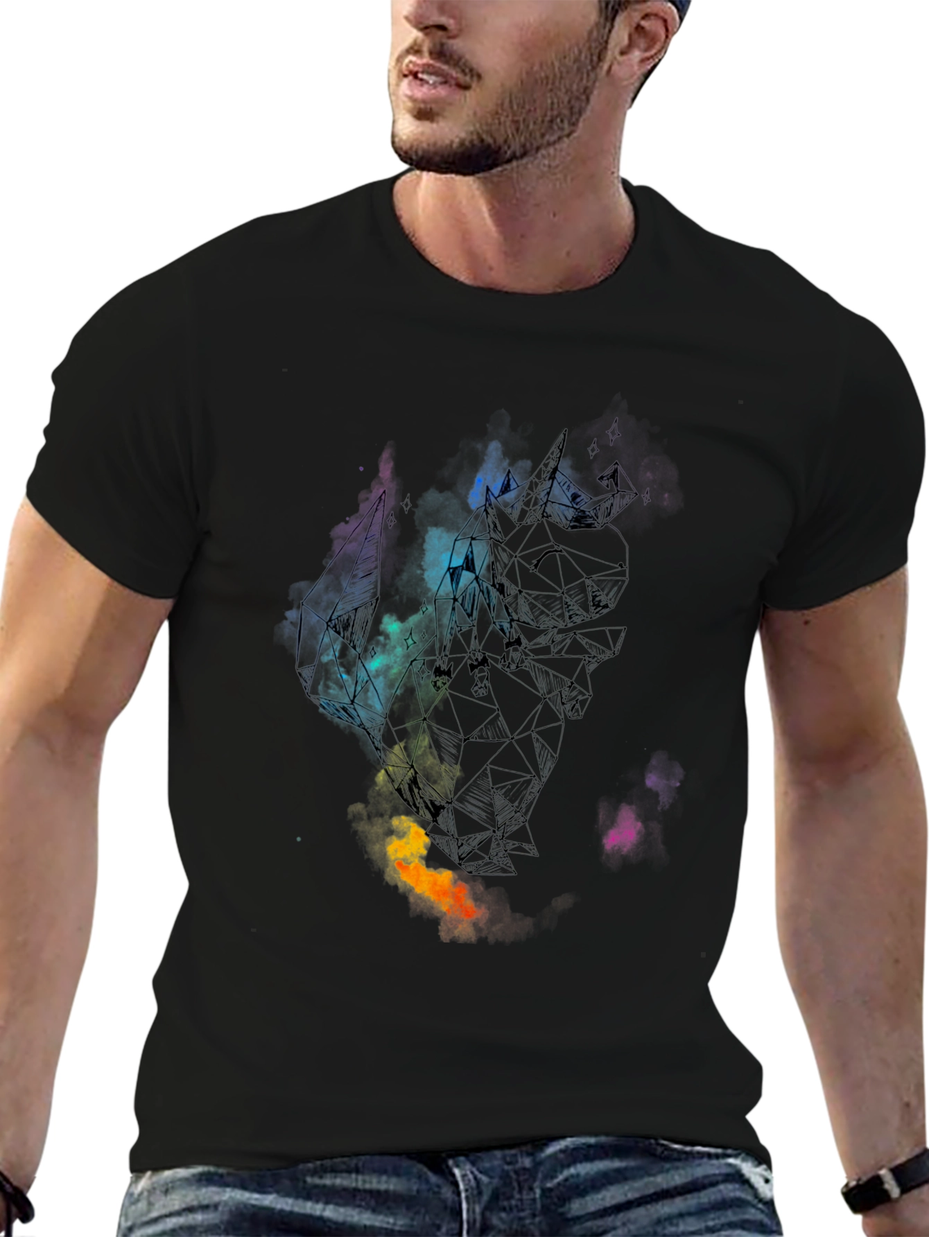 Abstract Geometric Design Black T-Shirt