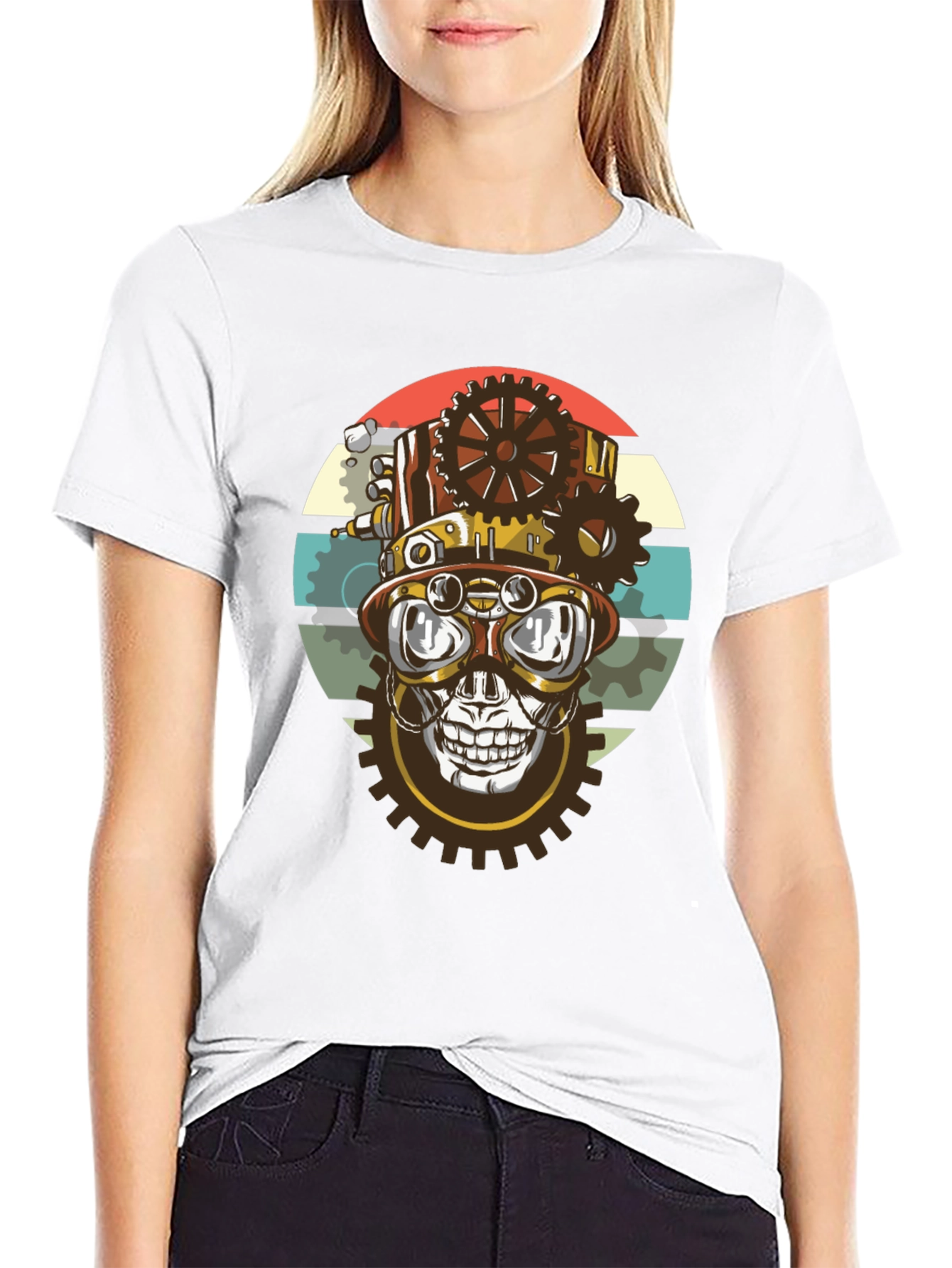 Steampunk Skull Gear T-Shirt - Graphic Tee