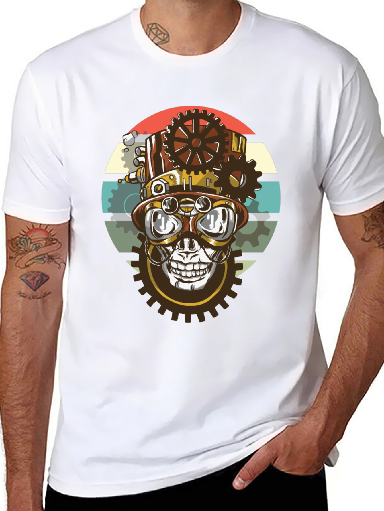 Steampunk Skull Gear T-Shirt - Graphic Tee
