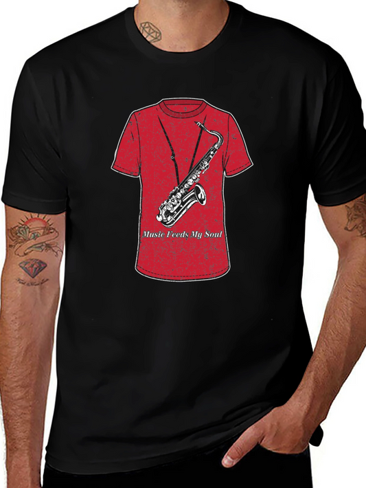 Music Feeds My Soul Saxophone Graphic T-Shirt