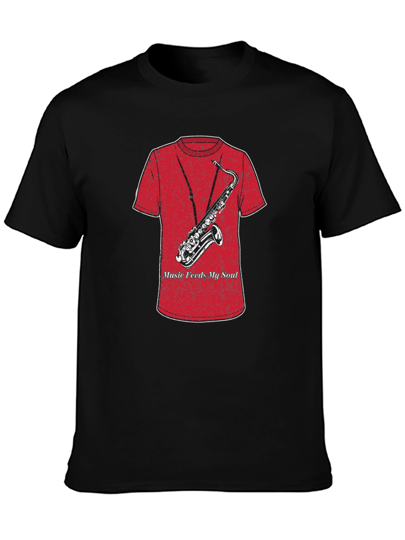 Music Feeds My Soul Saxophone Graphic T-Shirt
