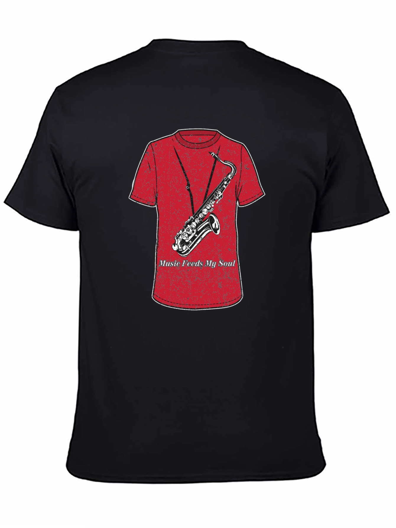 Music Feeds My Soul Saxophone Graphic T-Shirt