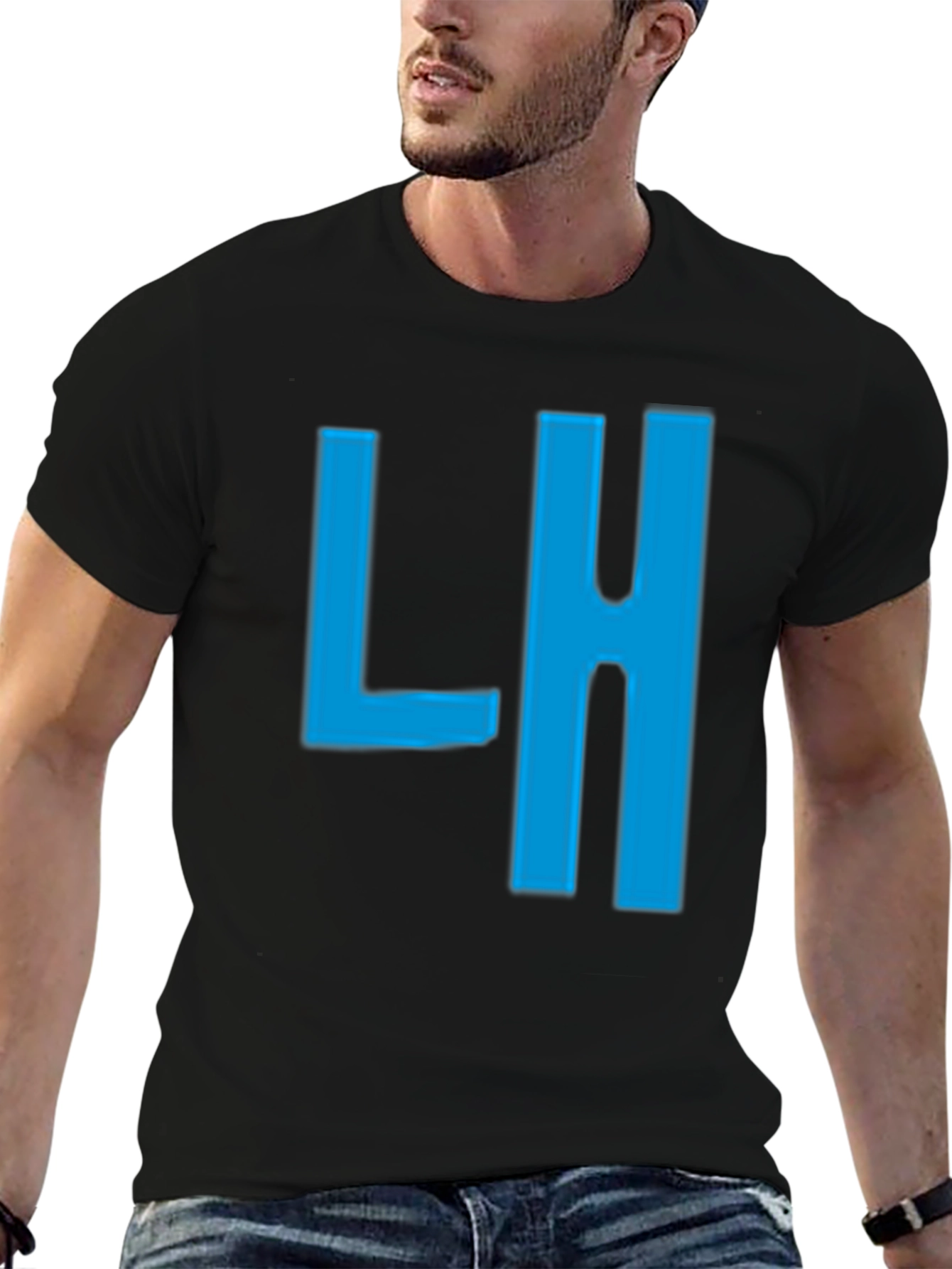 Mens Black T-Shirt with Blue LH Graphic