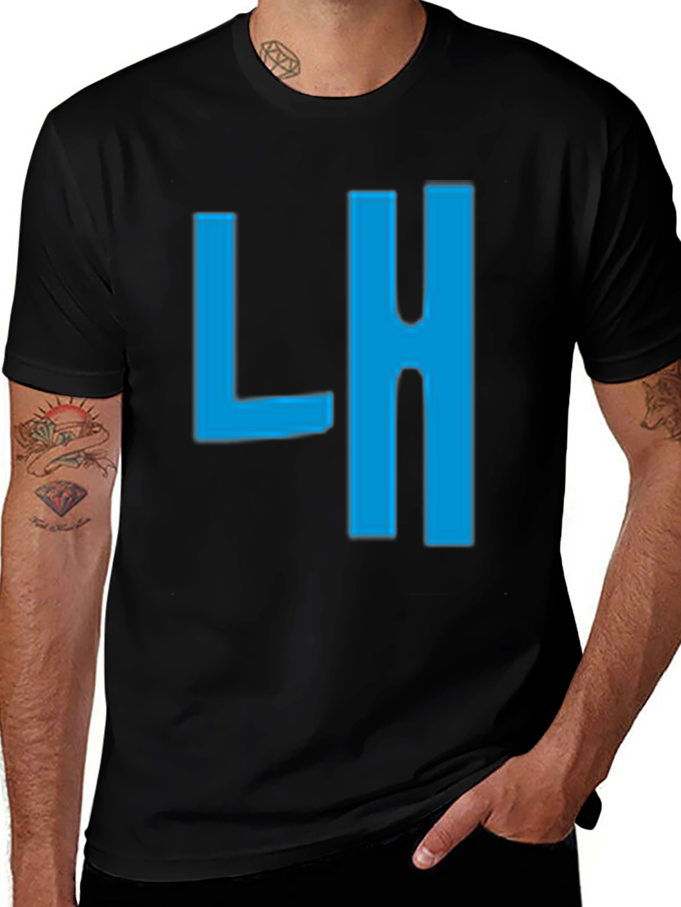 Mens Black T-Shirt with Blue LH Graphic