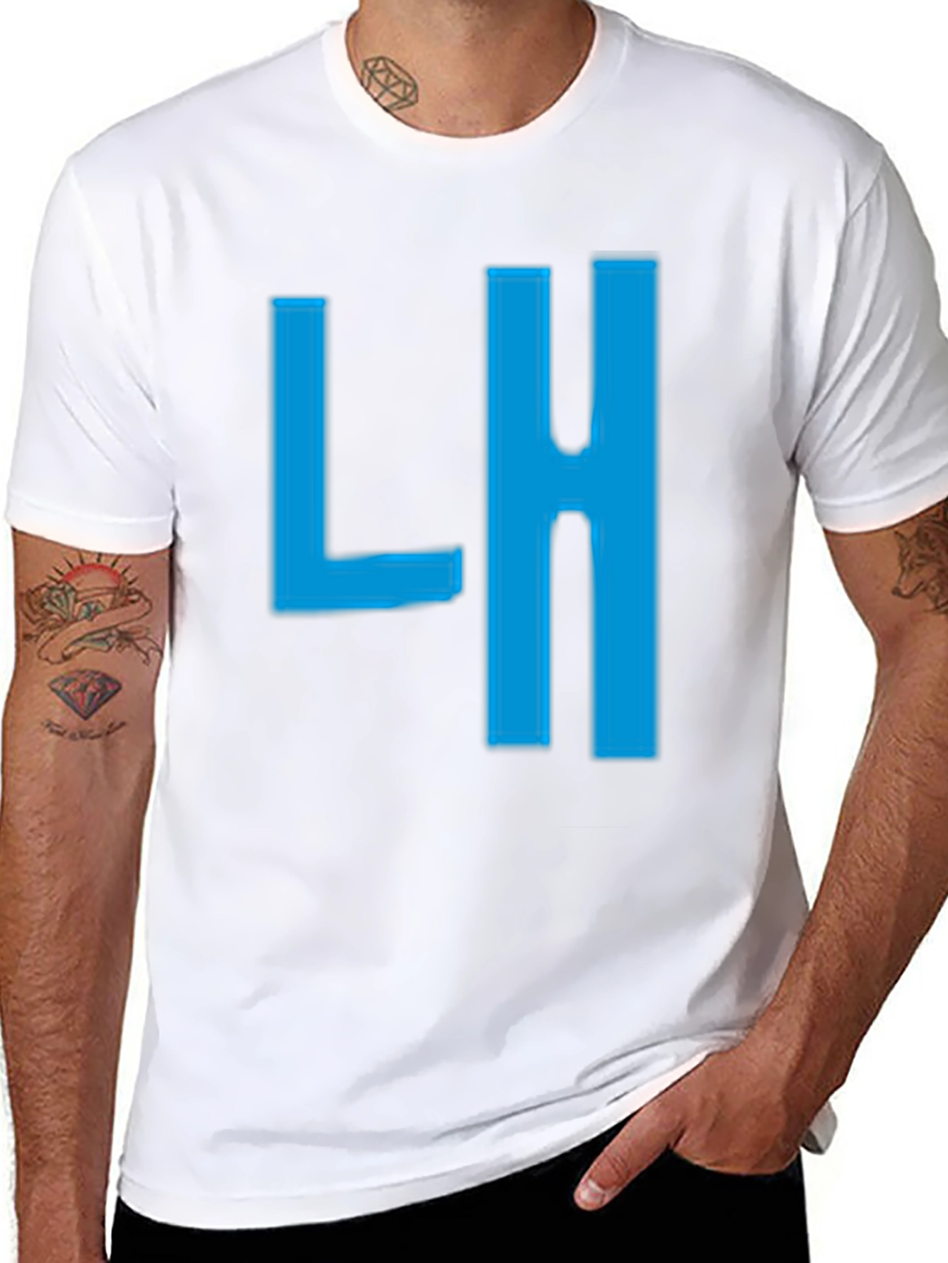 Mens Black T-Shirt with Blue LH Graphic