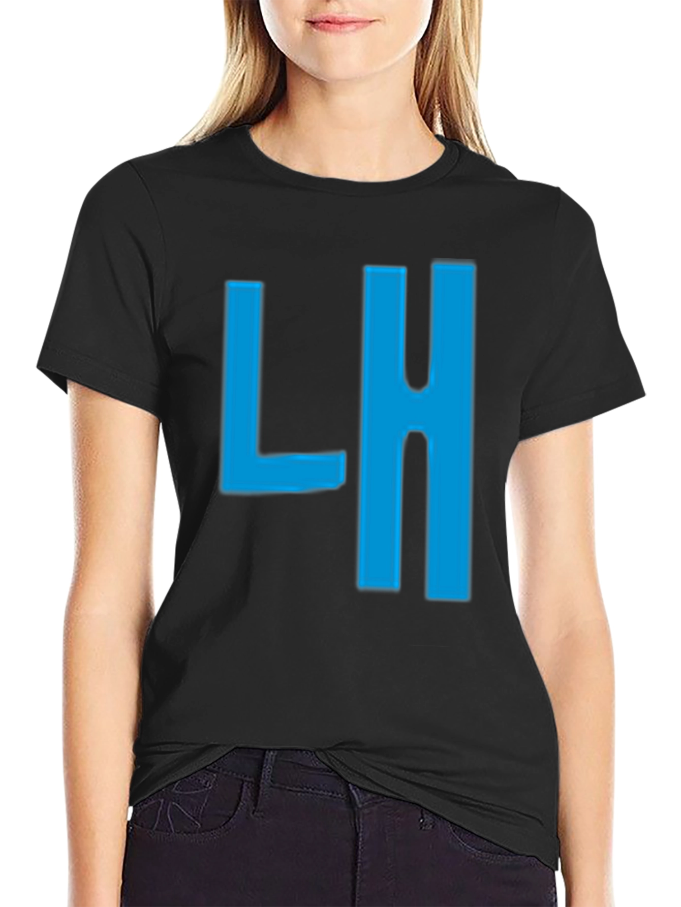Mens Black T-Shirt with Blue LH Graphic