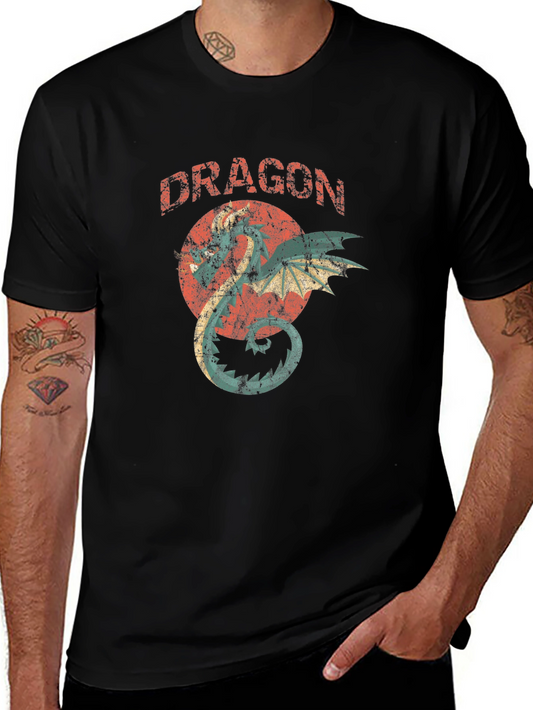 Vintage Dragon Graphic Black T-Shirt