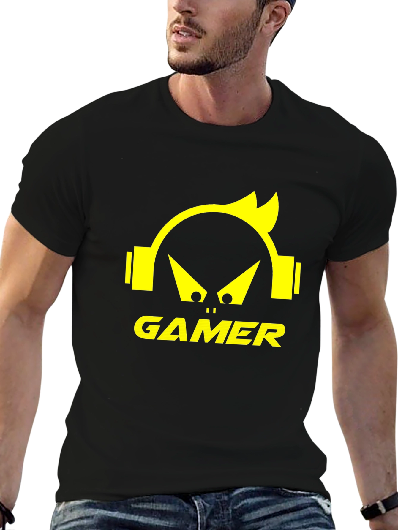 Gamer Graphic Tee - Black T-Shirt with Yellow Design