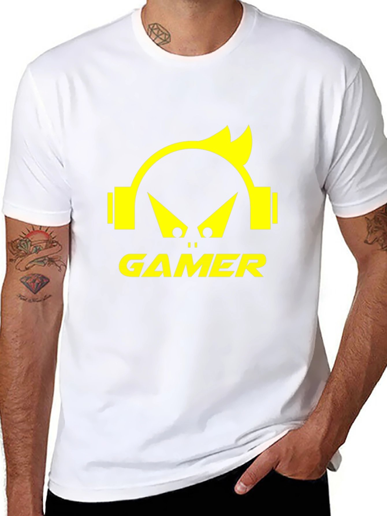 Gamer Graphic Tee - Black T-Shirt with Yellow Design