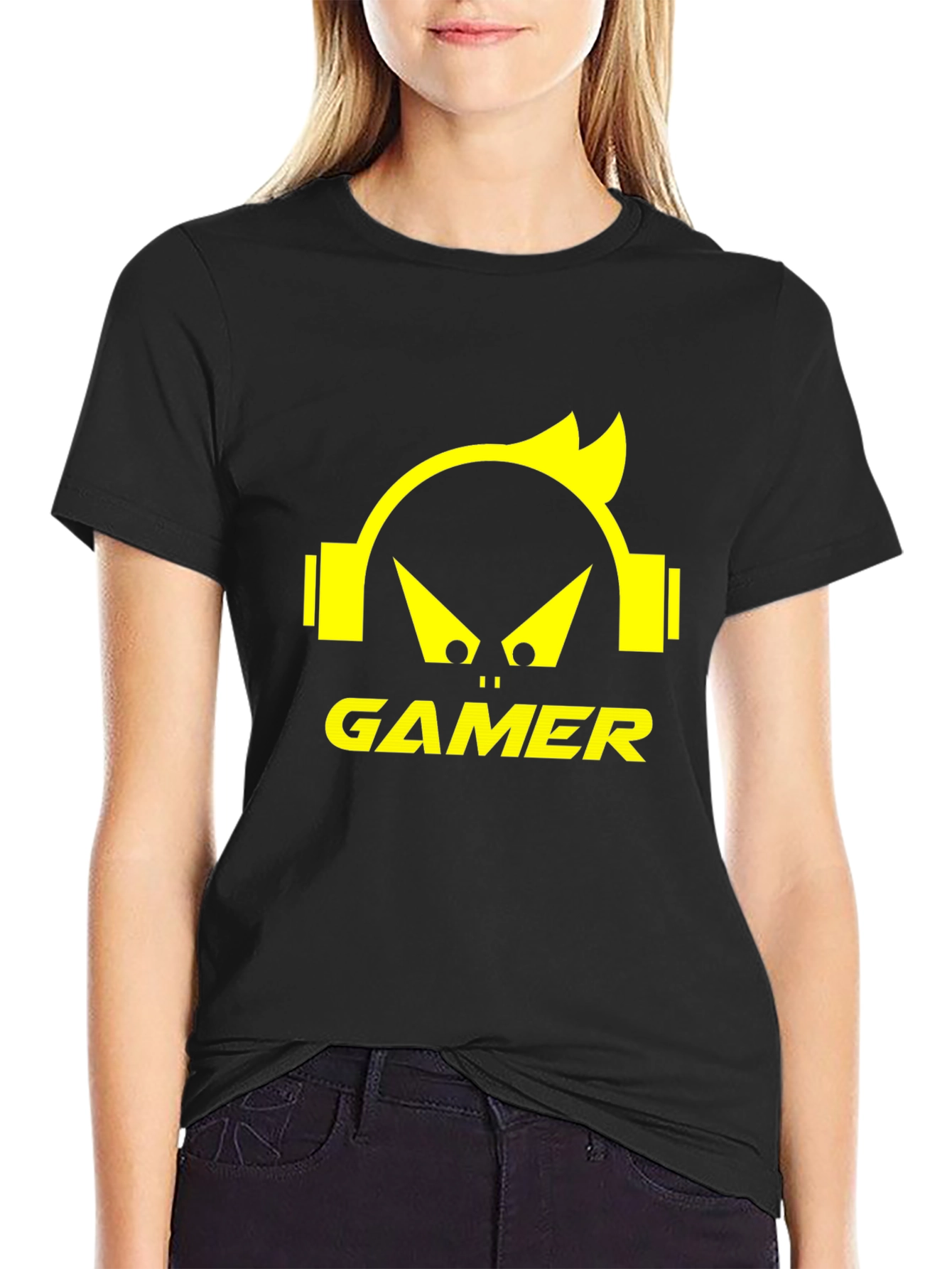Gamer Graphic Tee - Black T-Shirt with Yellow Design