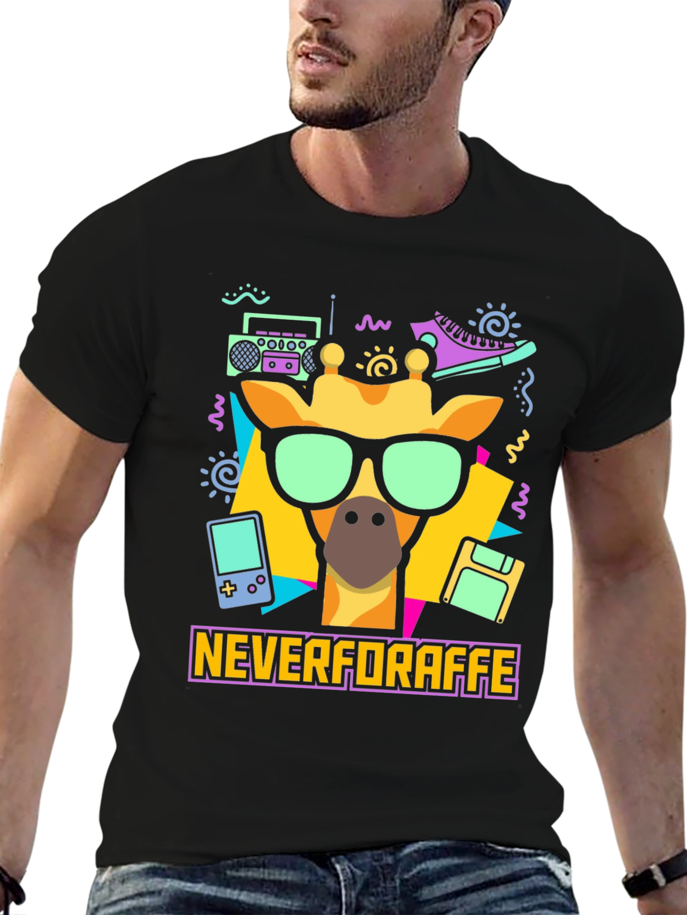 Never Forraffe Giraffe 80s Style T-Shirt