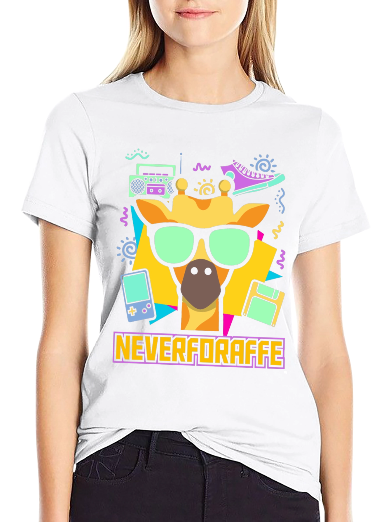 Never Forraffe Giraffe 80s Style T-Shirt