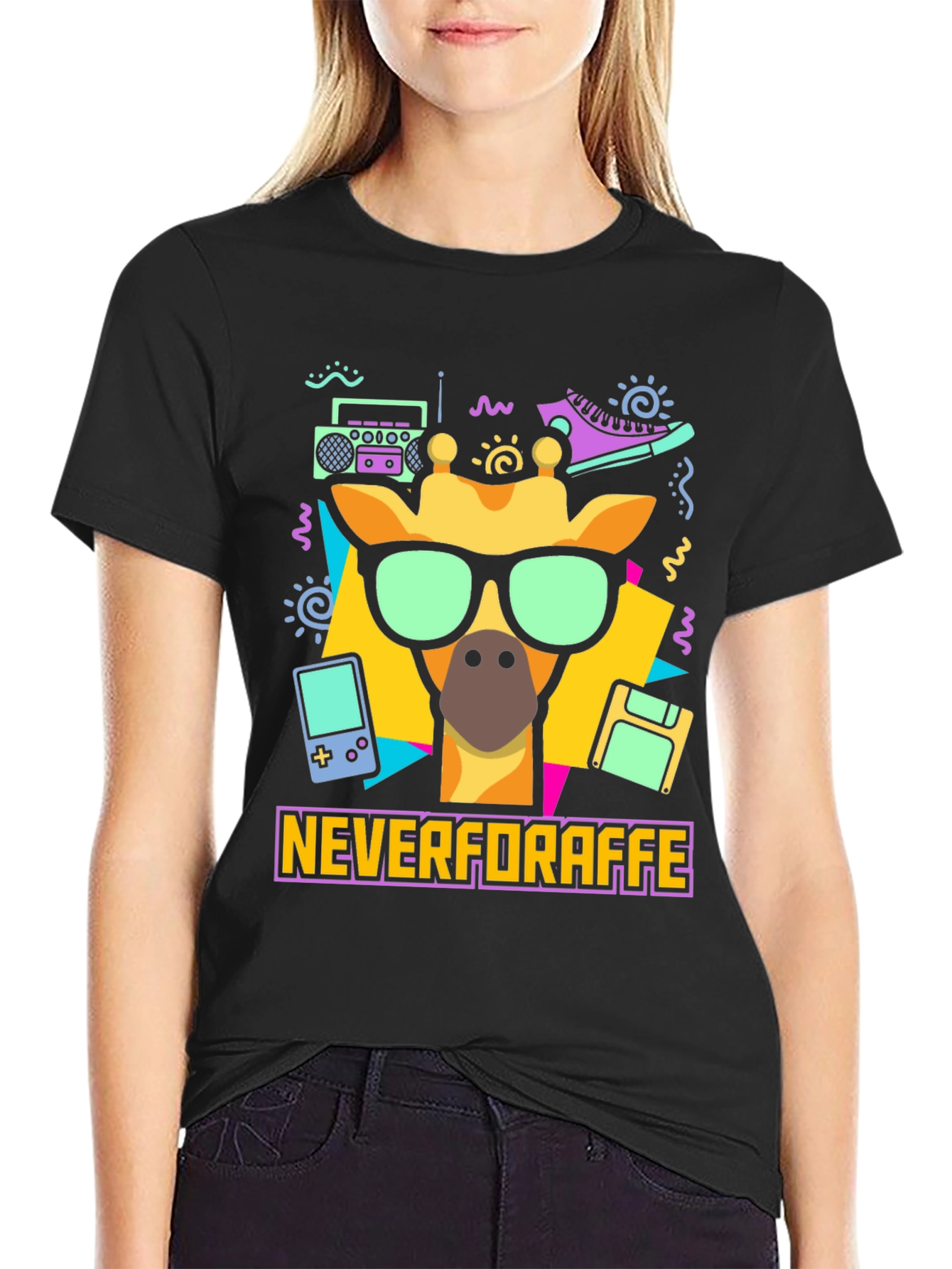 Never Forraffe Giraffe 80s Style T-Shirt