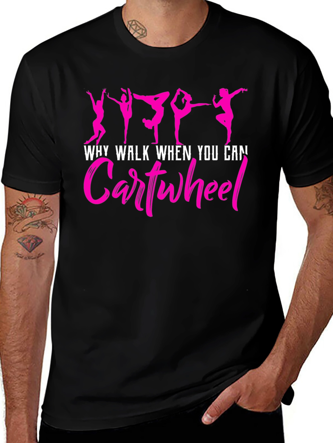Gymnast Cartwheel Graphic Tee - Black