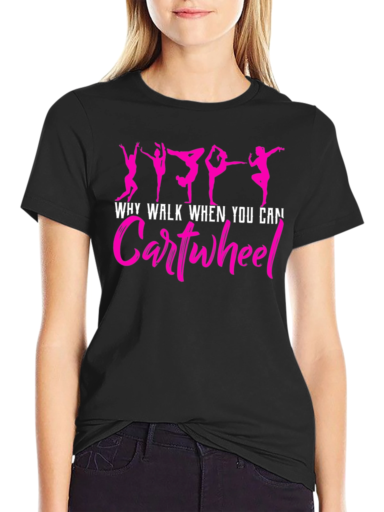 Gymnast Cartwheel Graphic Tee - Black