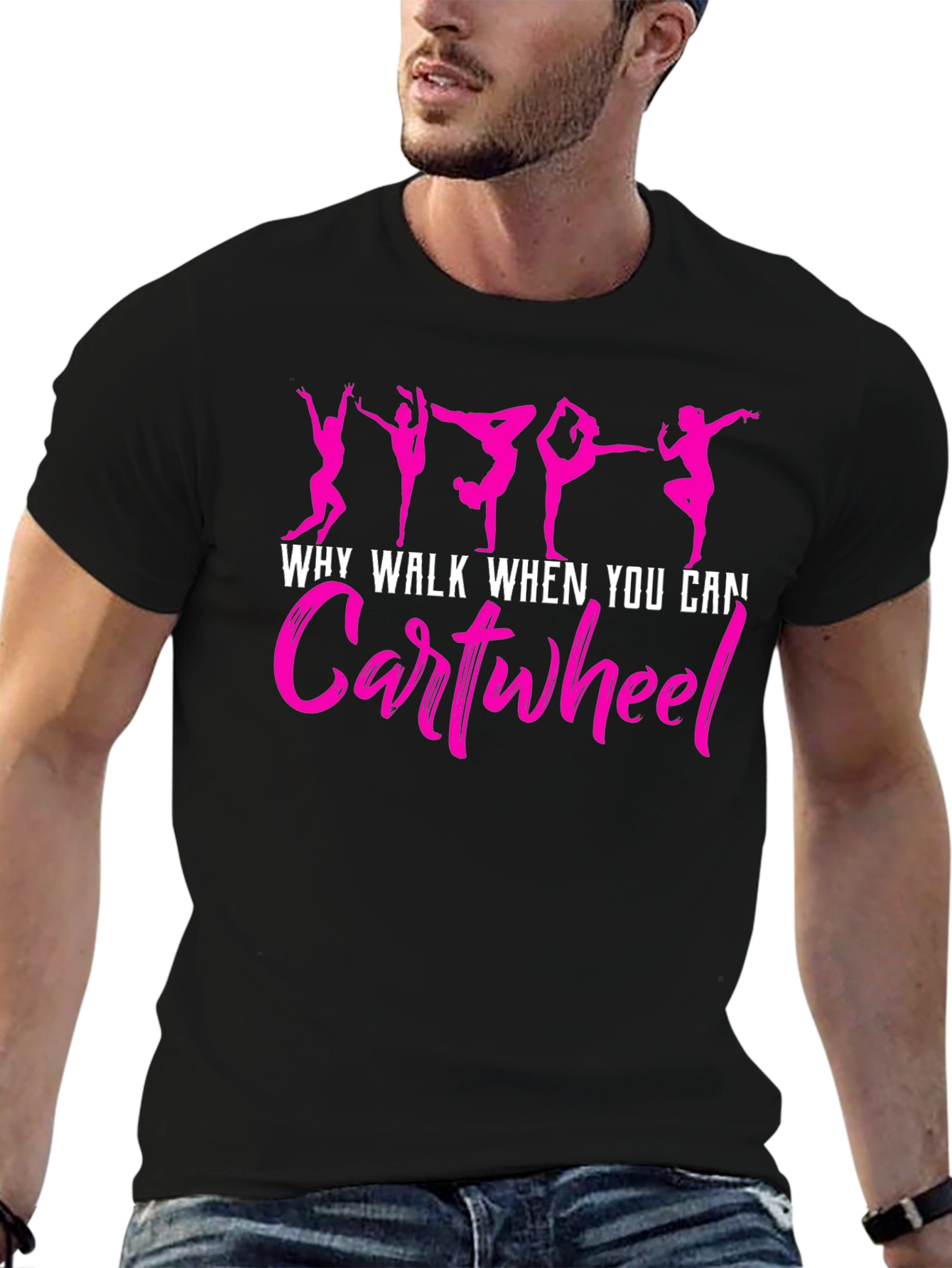 Gymnast Cartwheel Graphic Tee - Black