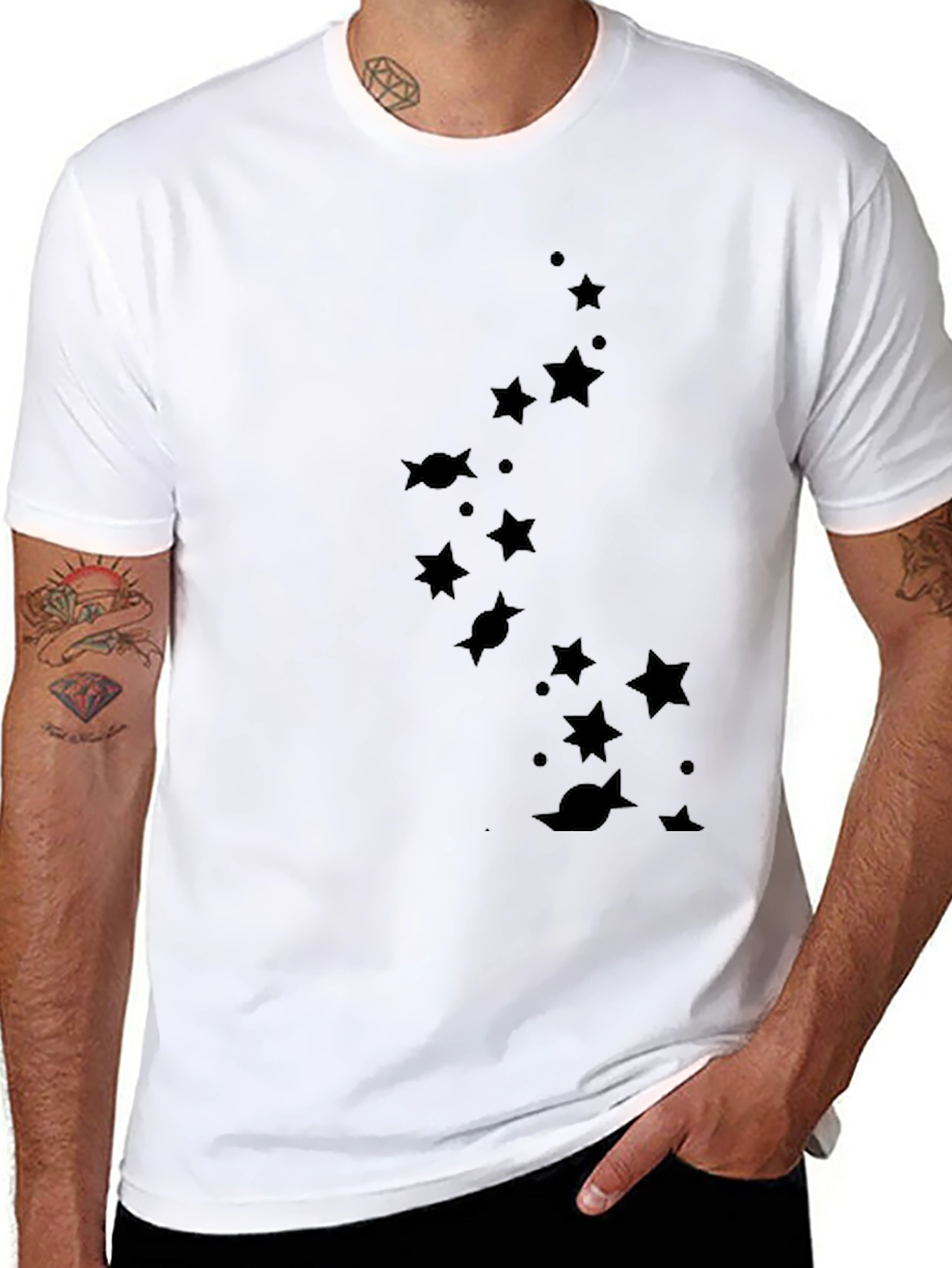 Star & Planet Tee - Mens Black Graphic T-Shirt