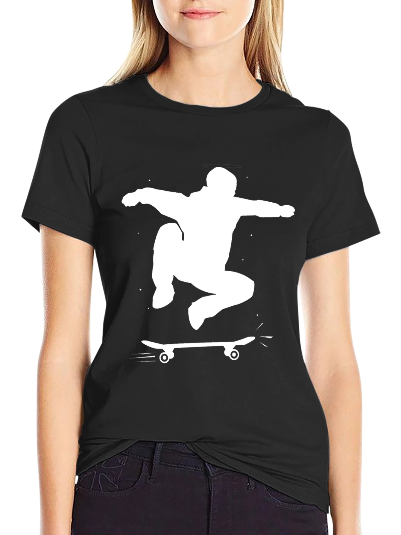 Skateboarder Graphic Tee - Black