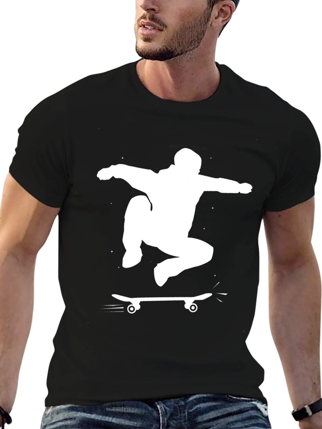 Skateboarder Graphic Tee - Black