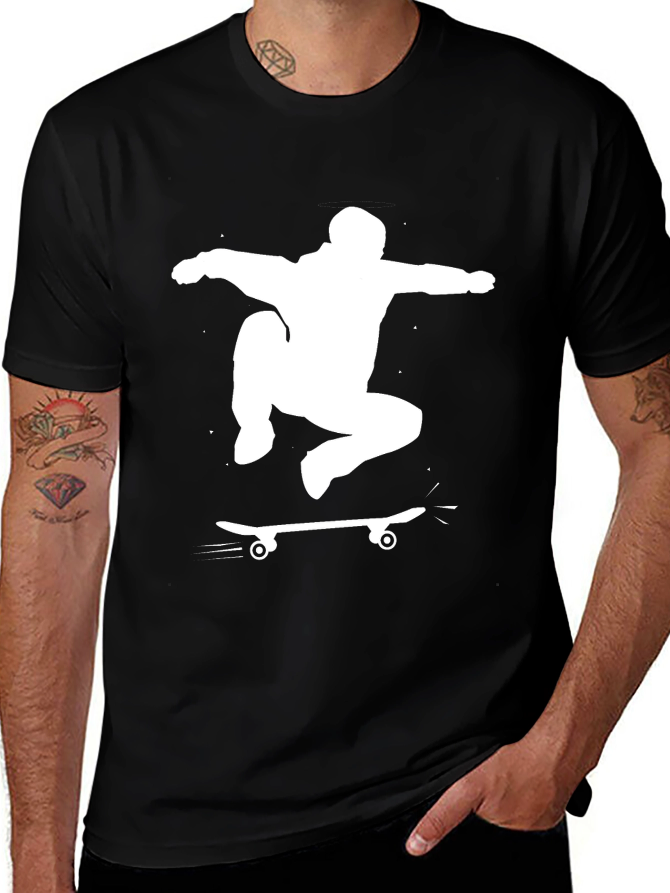 Skateboarder Graphic Tee - Black