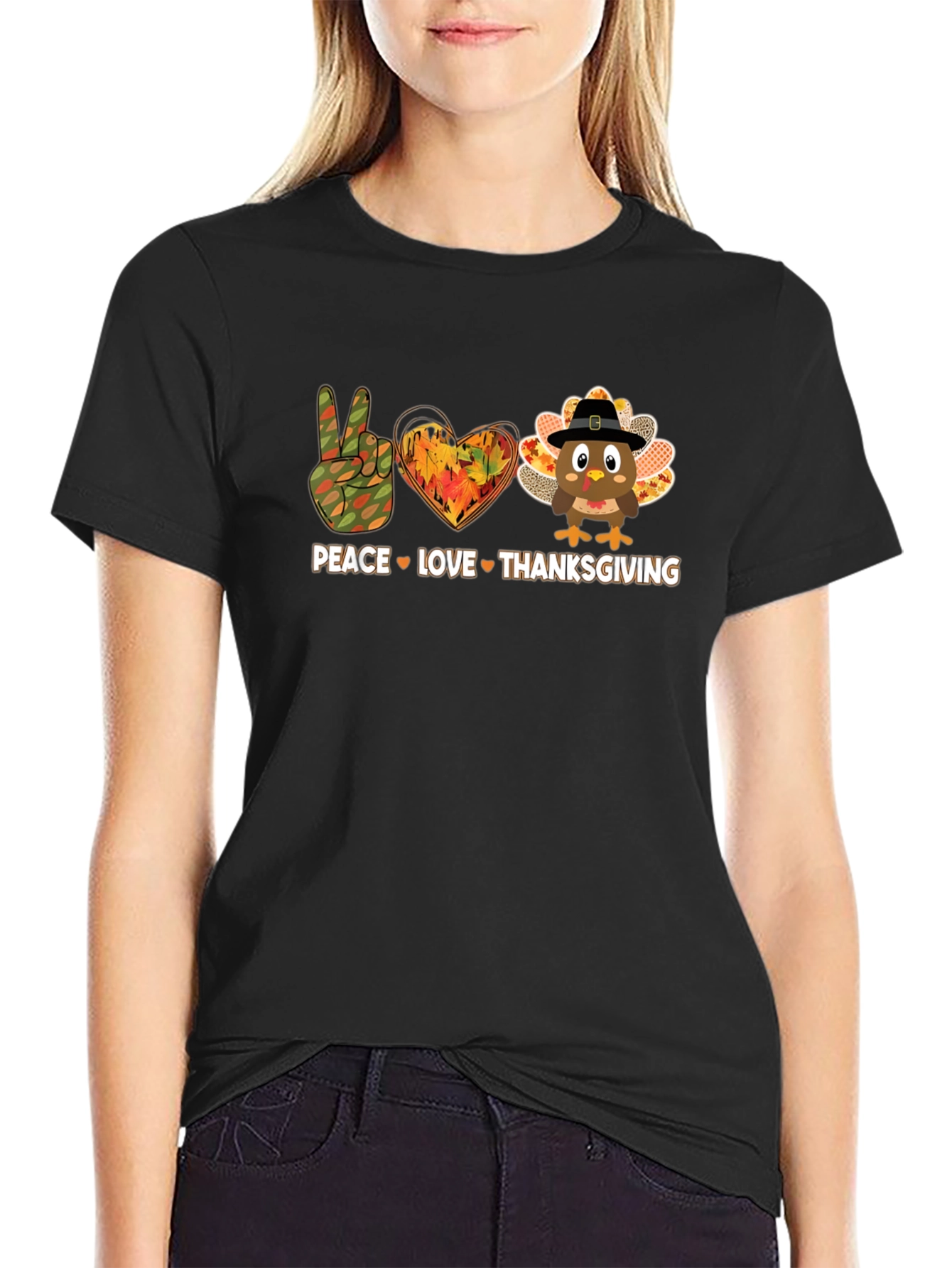 Peace Love Thanksgiving Graphic T-Shirt
