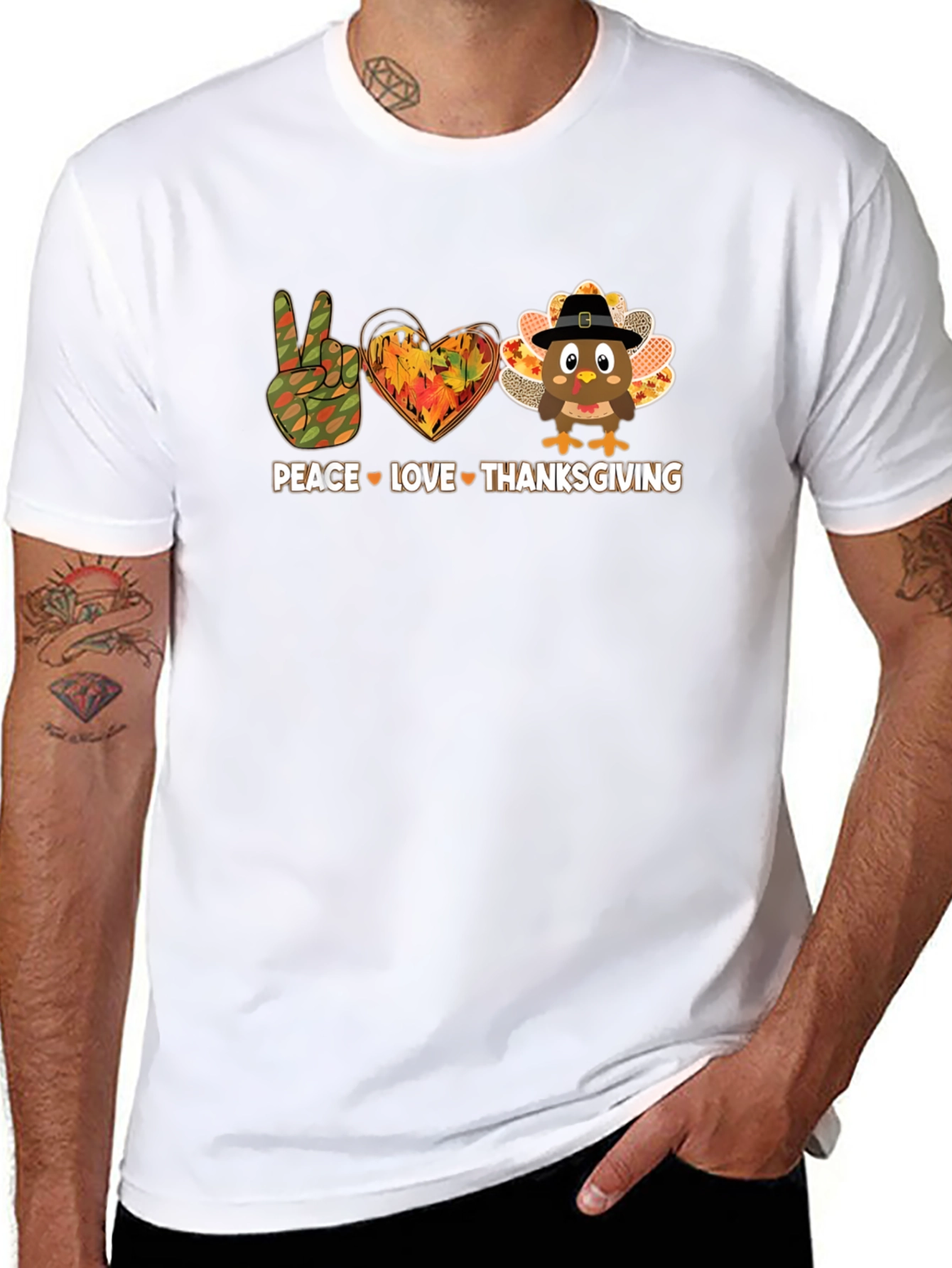 Peace Love Thanksgiving Graphic T-Shirt