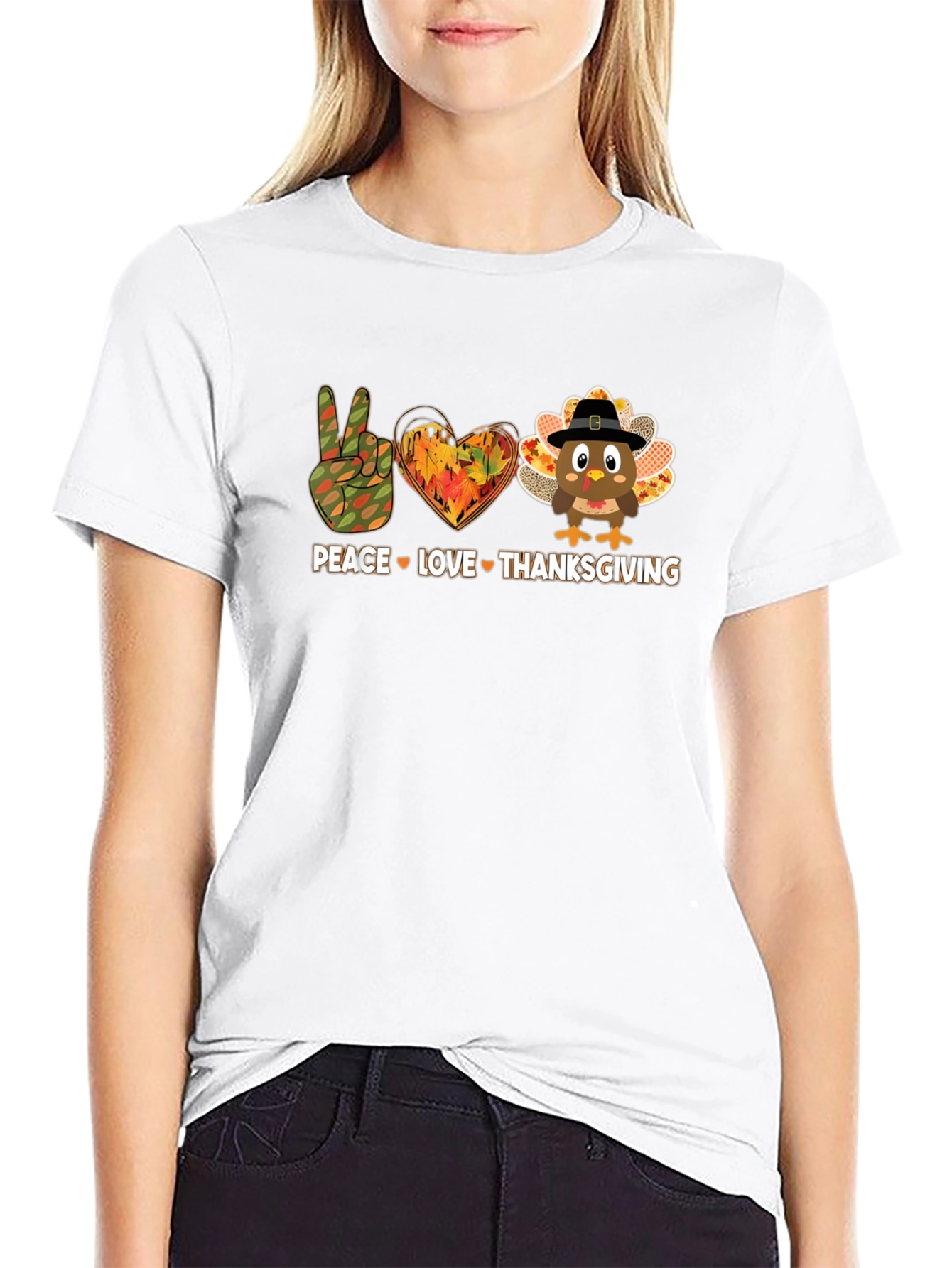 Peace Love Thanksgiving Graphic T-Shirt