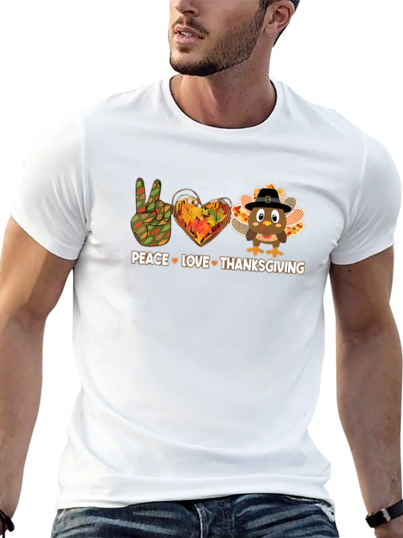 Peace Love Thanksgiving Graphic T-Shirt