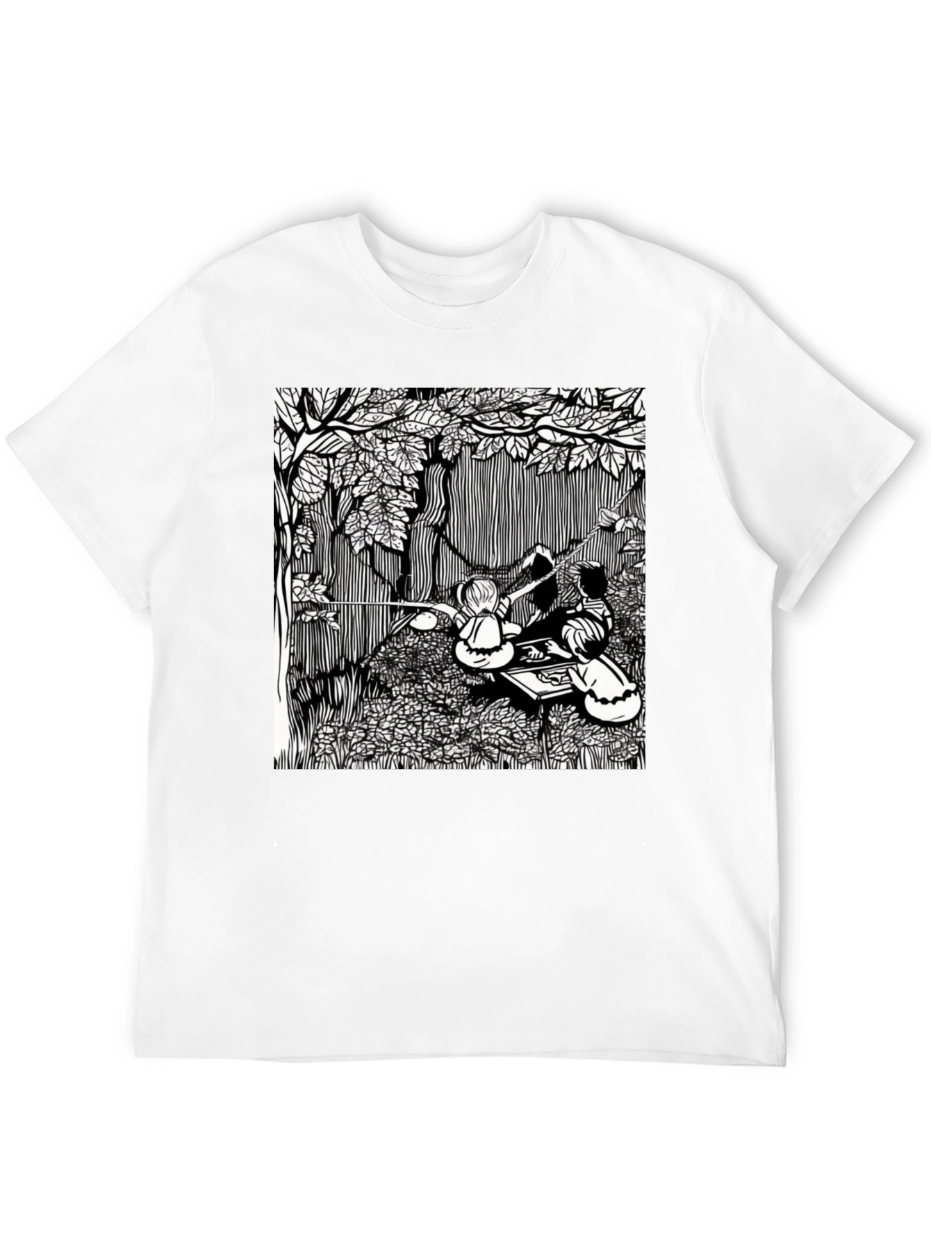 Unique Black T-Shirt with Detailed Graphic Design