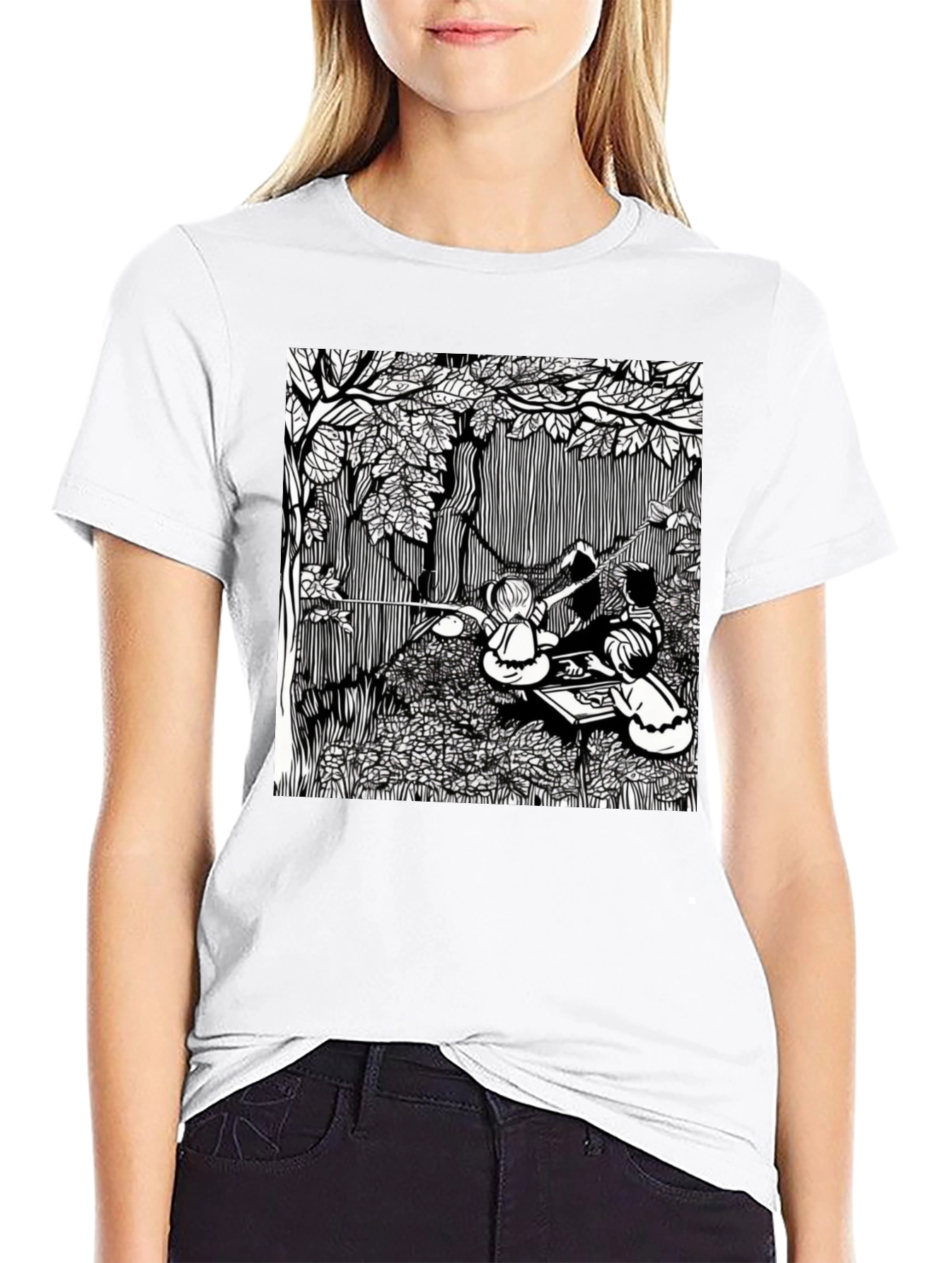 Unique Black T-Shirt with Detailed Graphic Design