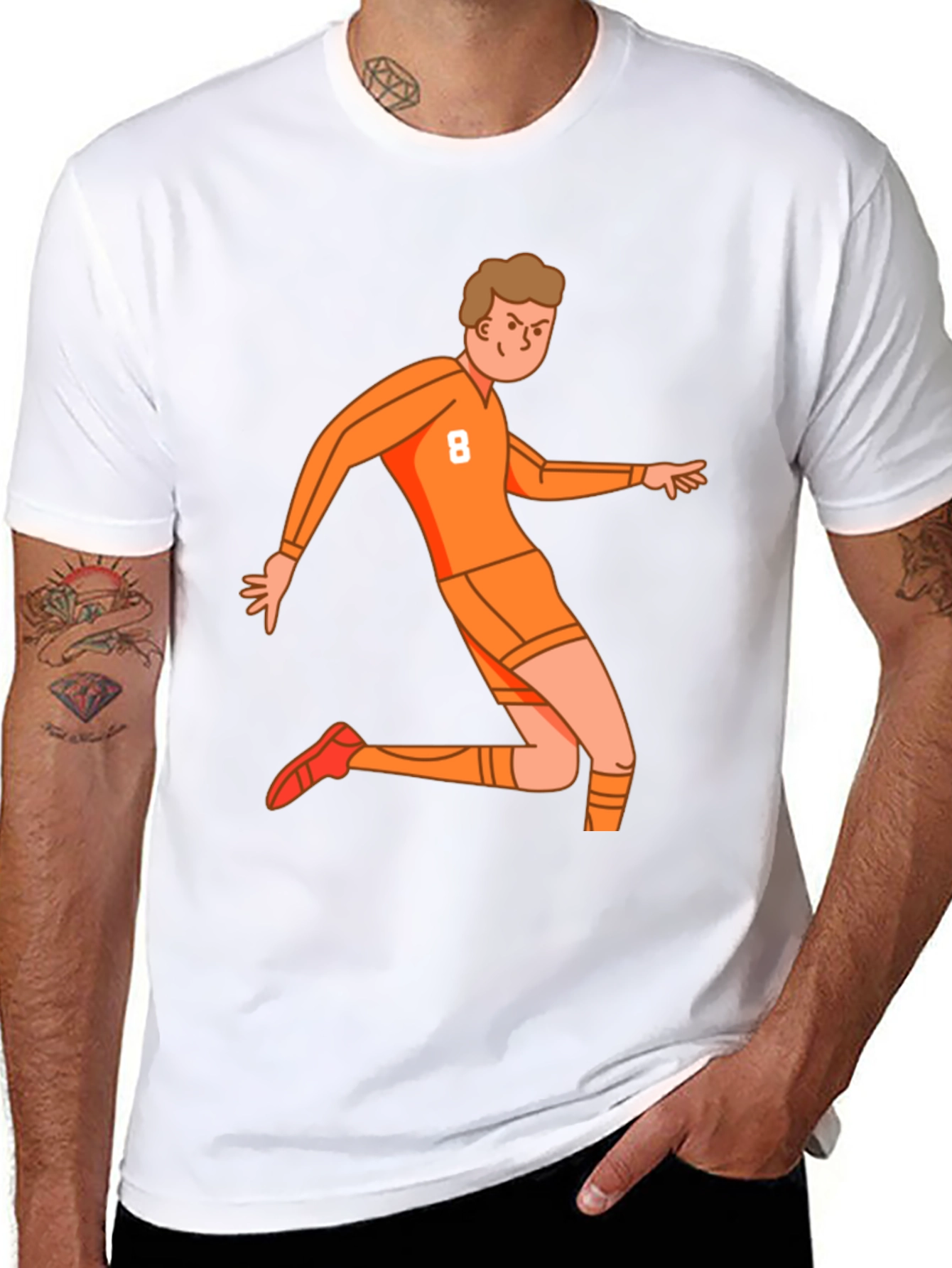 Orange Soccer Player Graphic Tee