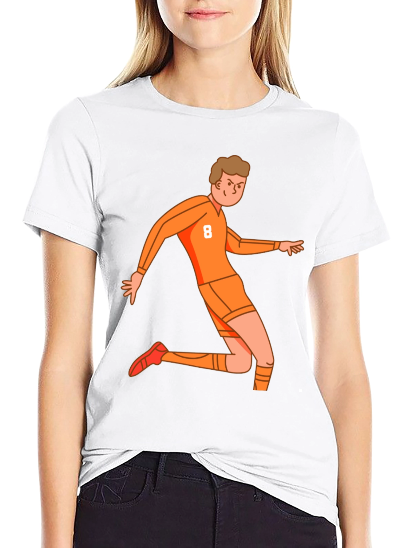 Orange Soccer Player Graphic Tee