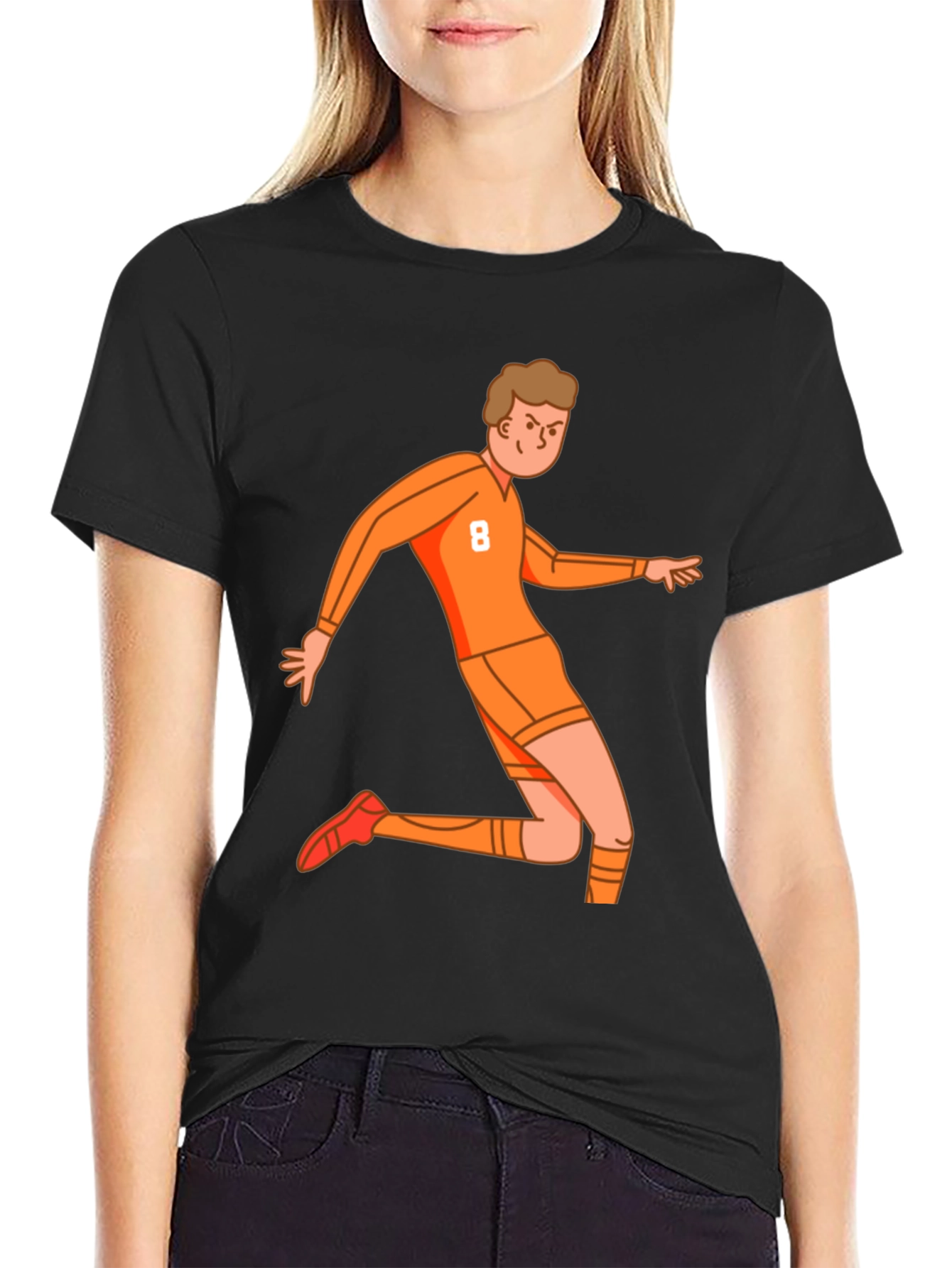 Orange Soccer Player Graphic Tee