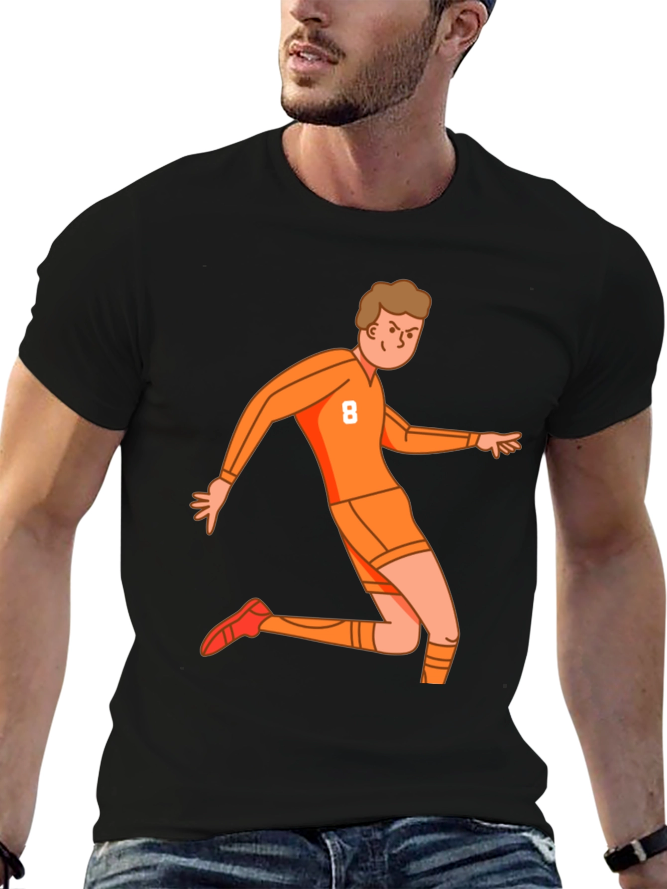 Orange Soccer Player Graphic Tee