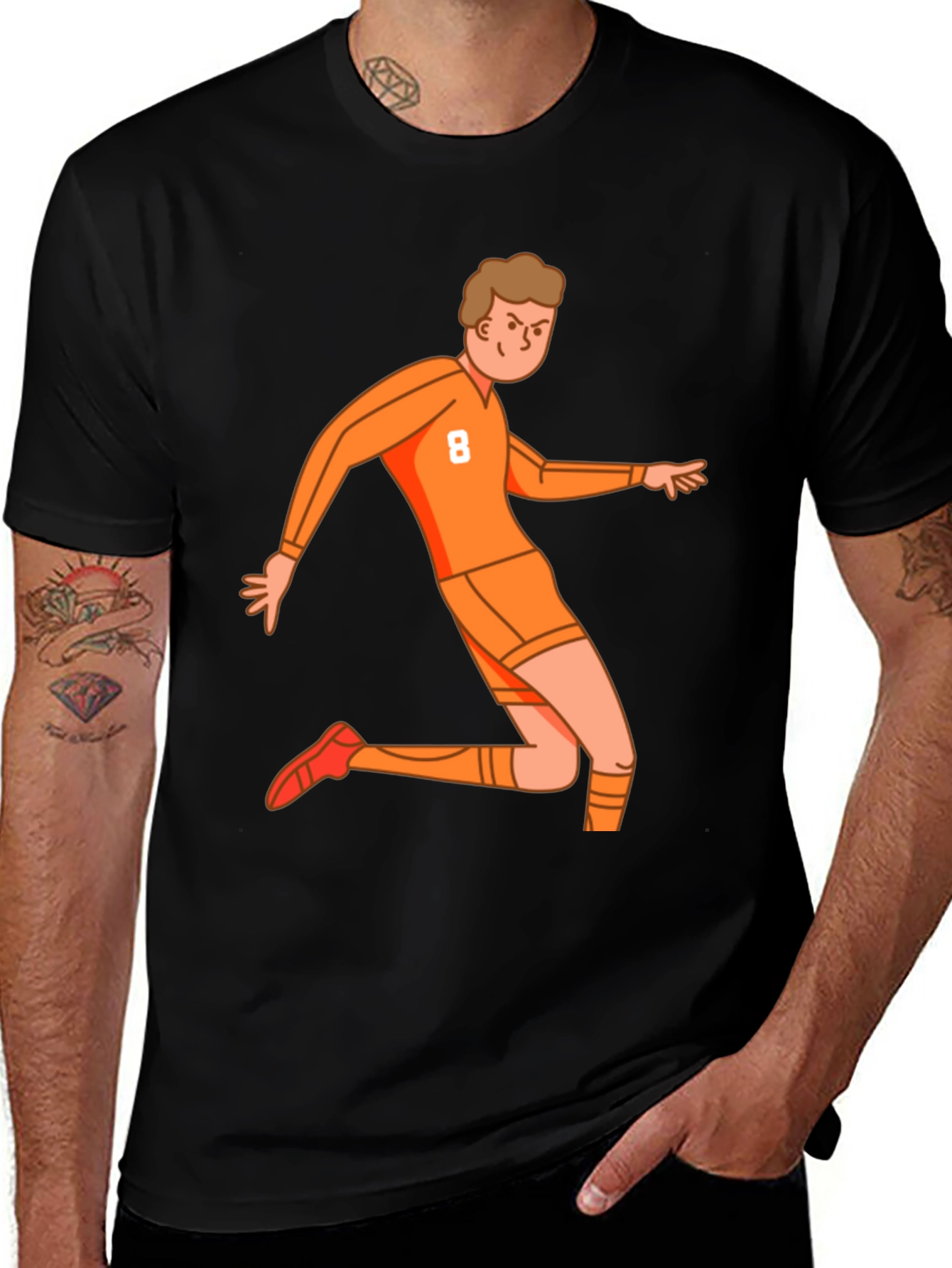 Orange Soccer Player Graphic Tee