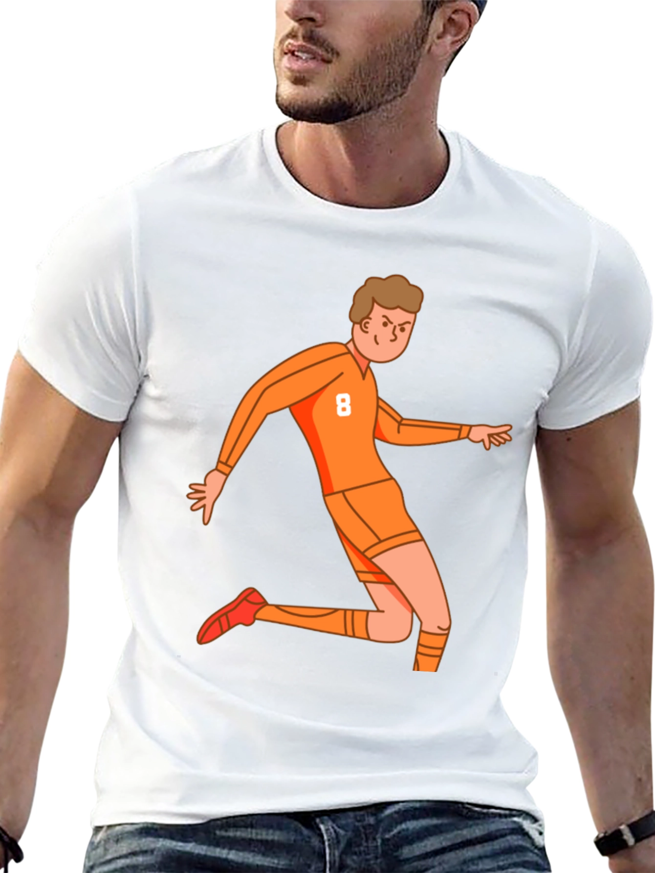Orange Soccer Player Graphic Tee