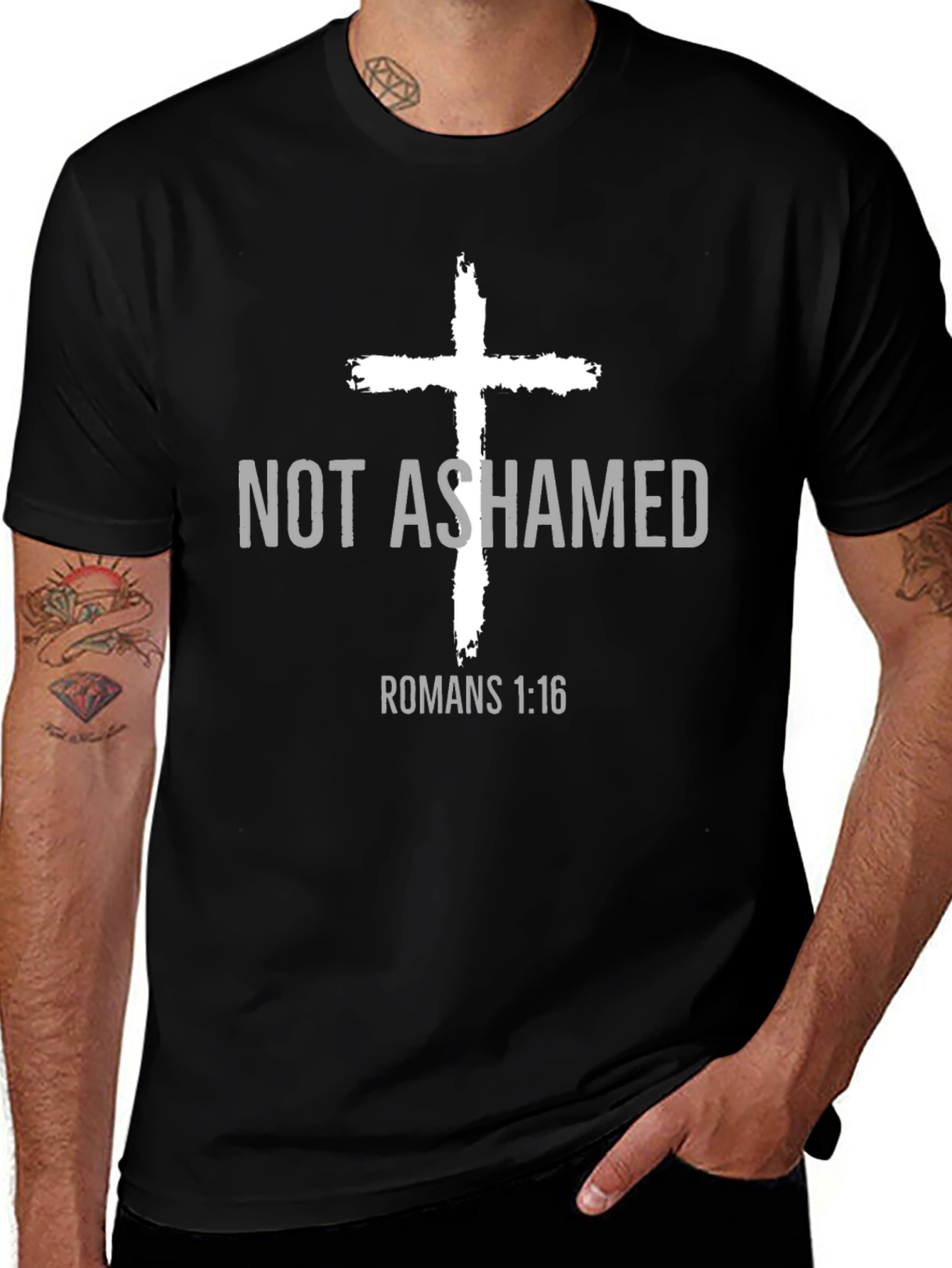 Not Ashamed T-Shirt - Romans 1:16 - Christian Apparel