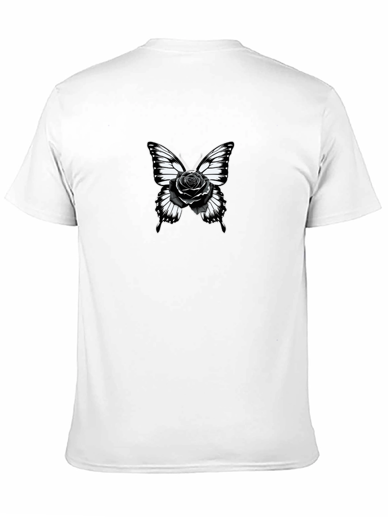 Butterfly Rose Graphic Tee - Black Cotton Blend