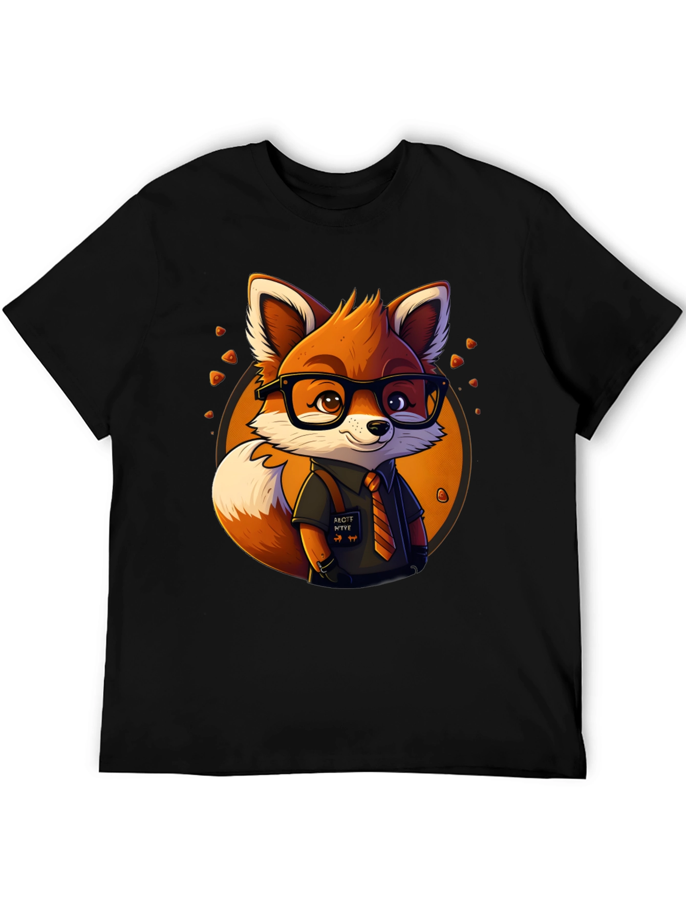 Fox Cartoon Graphic Print Black Tee