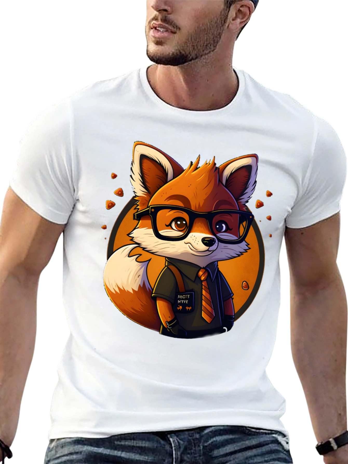 Fox Cartoon Graphic Print Black Tee