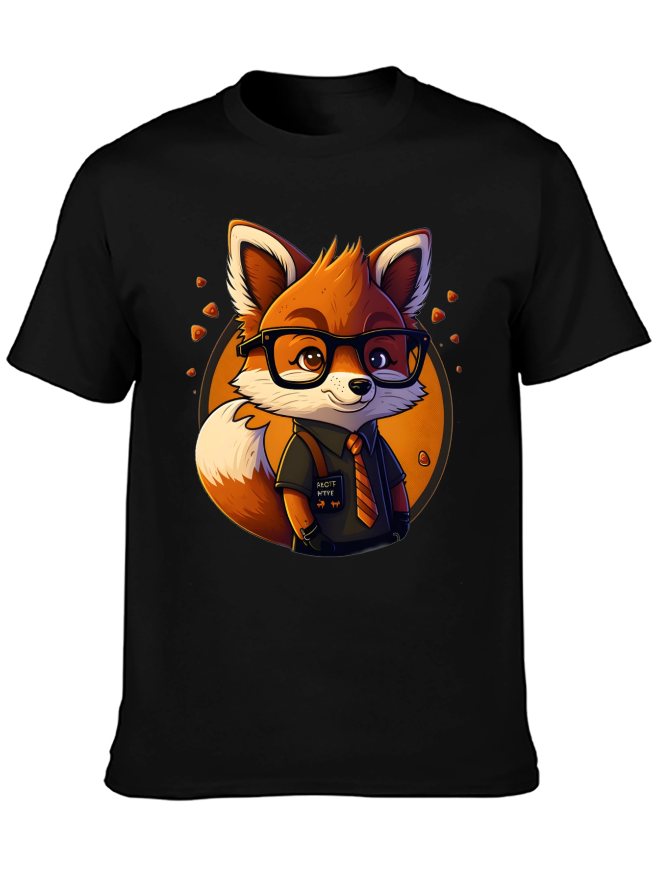 Fox Cartoon Graphic Print Black Tee